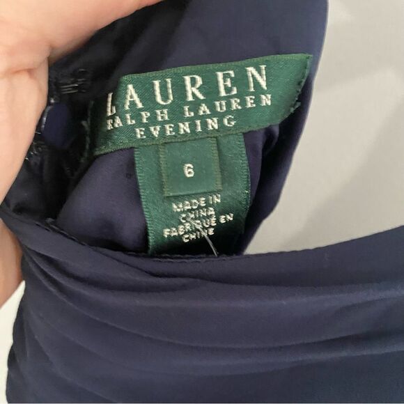 Lauren Ralph Lauren Navy Women's Pleated Sheath Dress Blue size 6 - Picture 2 of 3